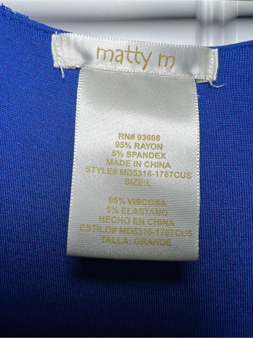 Matty M Blue Maxi Dress Womens Large Sleeveless Empire Waist Stretch Knit - Picture 4 of 8